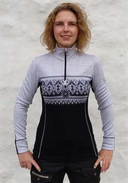Dale of Norway Rondane Feminine Sweater - Black/Grey-Grey-Collar